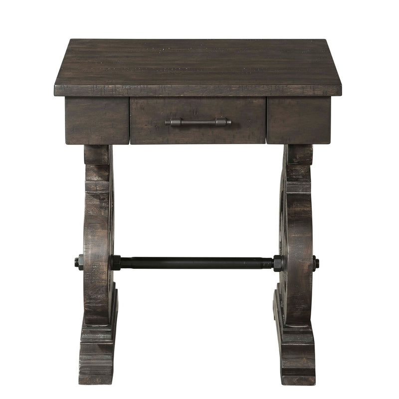 Stone - Chairside Table With Pu Base - Dark Walnut