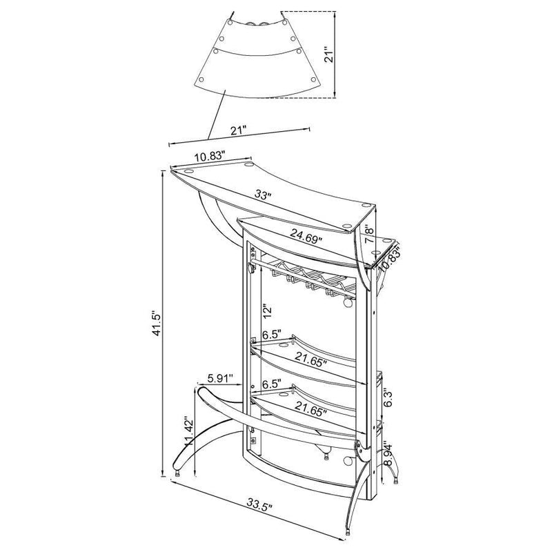 Dallas - 2-Shelf Curved Freestanding Home Bar Cabinet