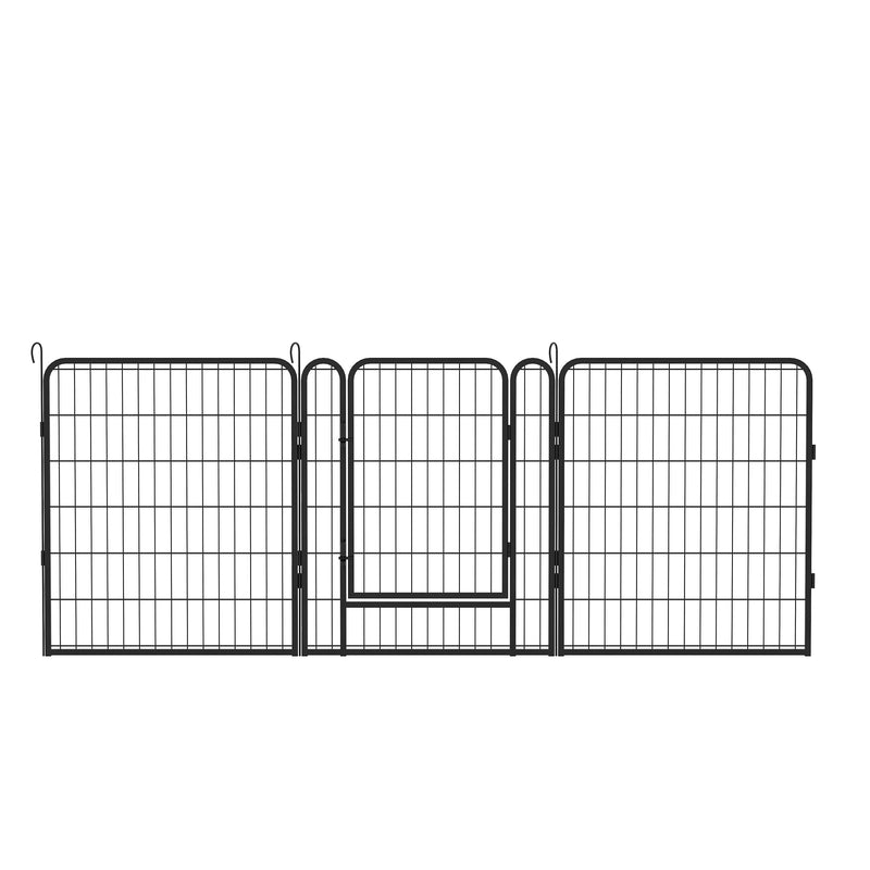 108.27" 16 Panels Heavy Duty Metal Playpen With Door, Dog Fence Pet Exercise Pen For Outdoor - Black