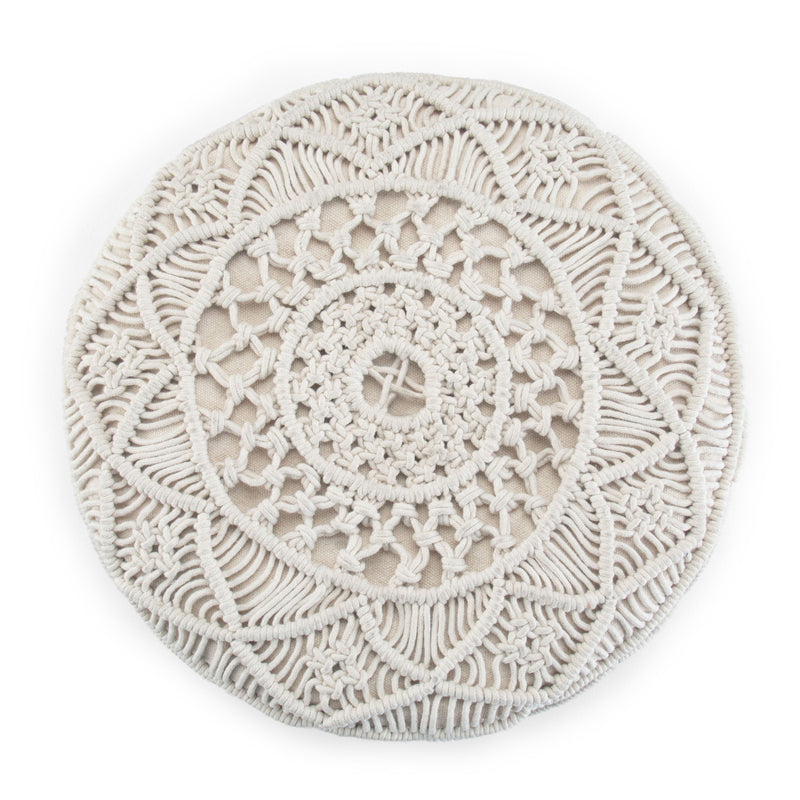 Coates - Round Macrame Pouf - Natural