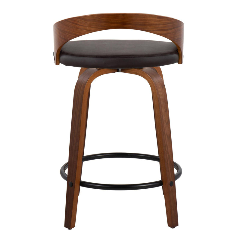 Grotto - Mid-Century Modern Fixed Height Counter Stool & Swivel With Round Footrest (Set of 2)