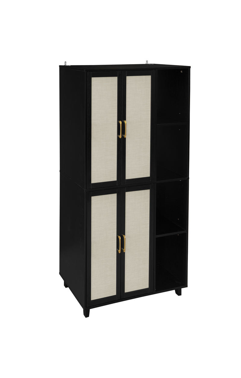 4 Door Cabinet with 4 Shelves with 4 Adjustable Inner Shelves, Storage Cabinet