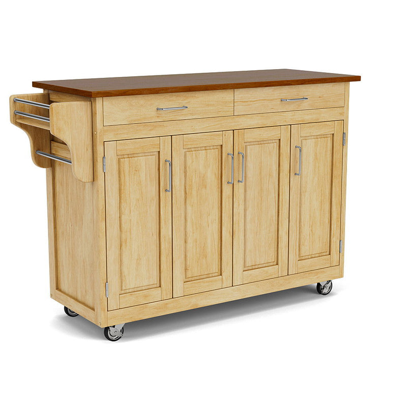 Create-A-Cart - 4 Doors Kitchen Cart - Cherry Wood Top