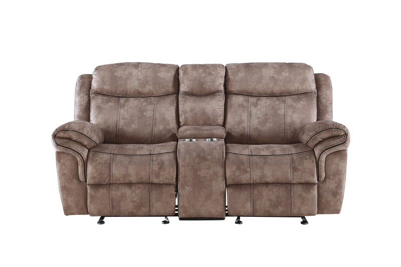 Zubaida - Two Tone Velvet Recliner Loveseat With USB Port Console