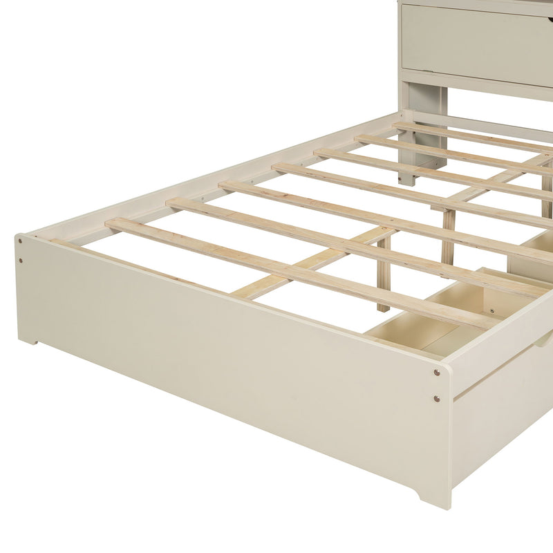 Platform Bed With USB, Storage Headboard & Drawers