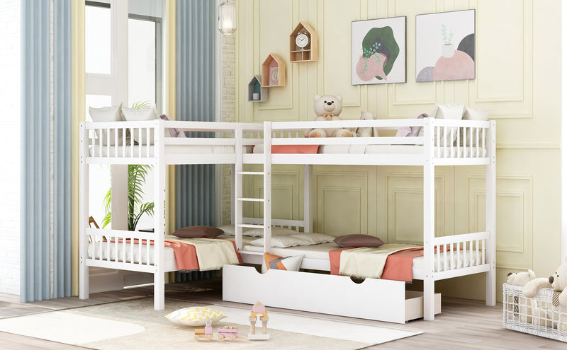 Twin L-Shaped Bunk bed with Drawers-Gray(OLD SKU :LP000038AAK)