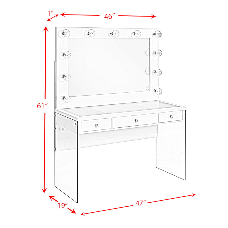 Jacey - Complete Vanity With Lightbulbs - Glossy White