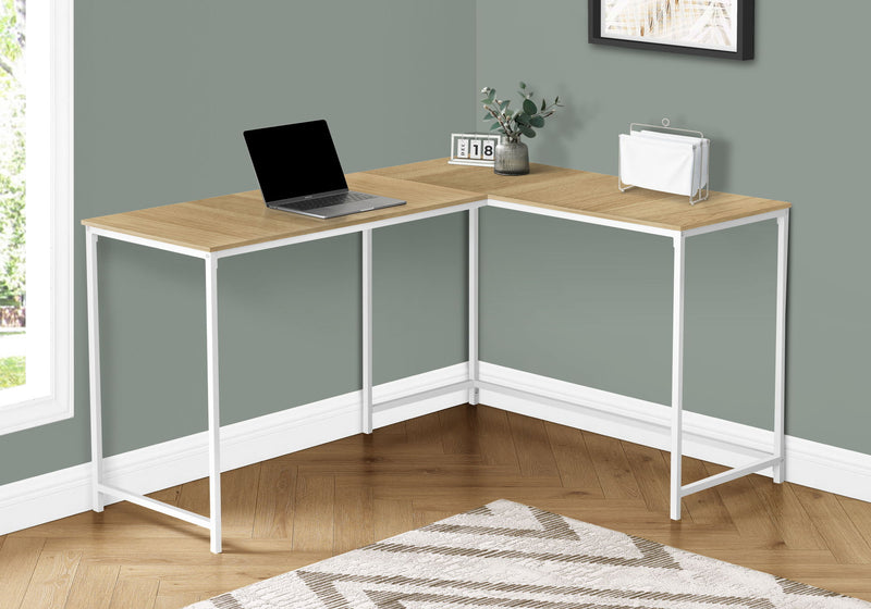 Computer Desk, Home Office, Corner, L Shape, Laptop, Marble Look Contemporary & Modern