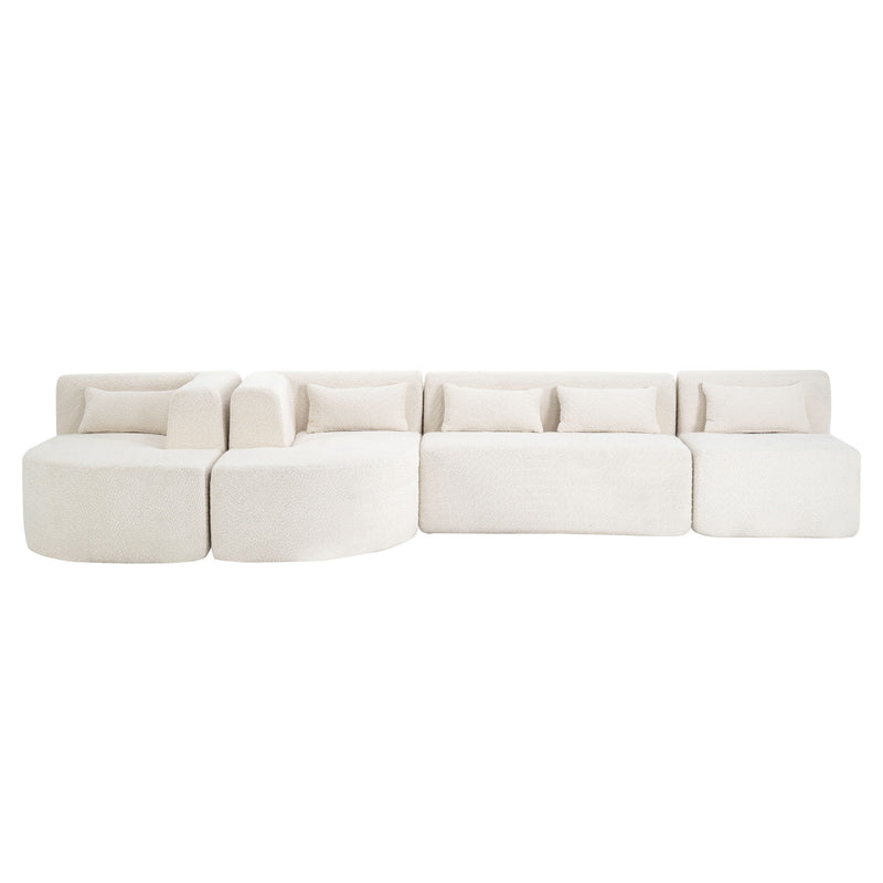 Upholstered Sofa Free Combined Sofa Couch With Two Chaise Lounge And Five Back Pillows For Living Room