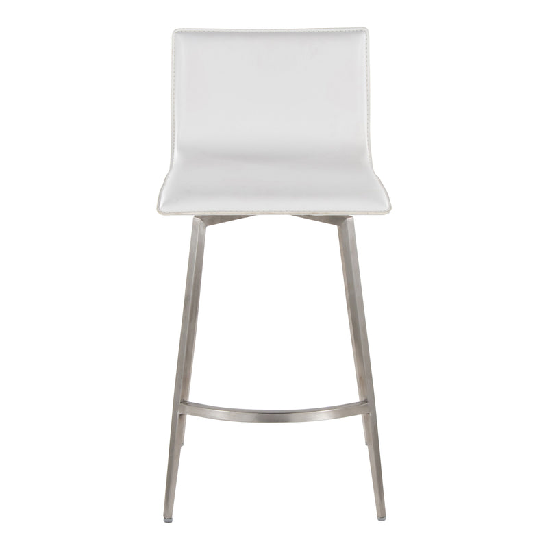 Mara - Upholstered Contemporary Fixed Height Counter Stool With Swivel (Set of 2) - White