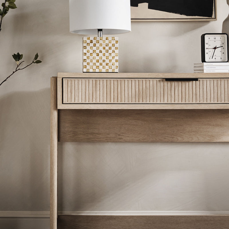 Transitional Reeded Writing Desk With Drawer