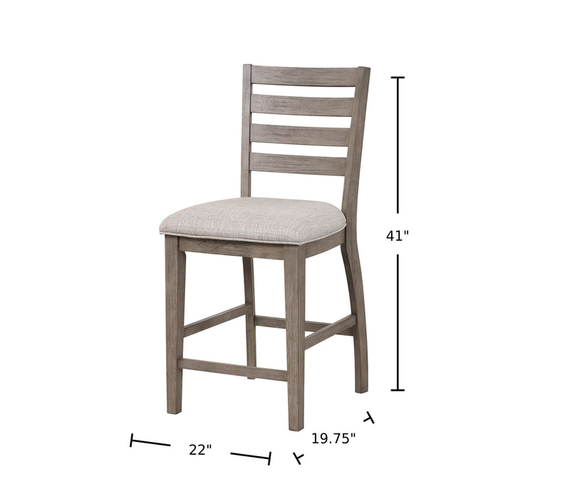 Counter Side Dining Stool With Ladder Back (Set of 2) - Gray