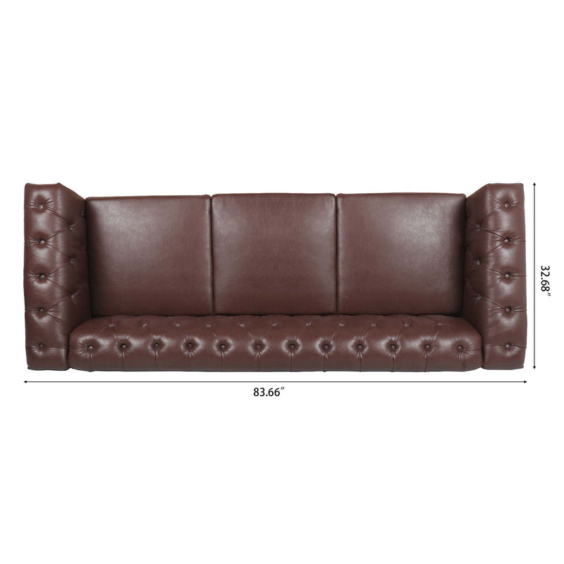 Traditional Square Arm Removable Cushion 3 Seater Sofa