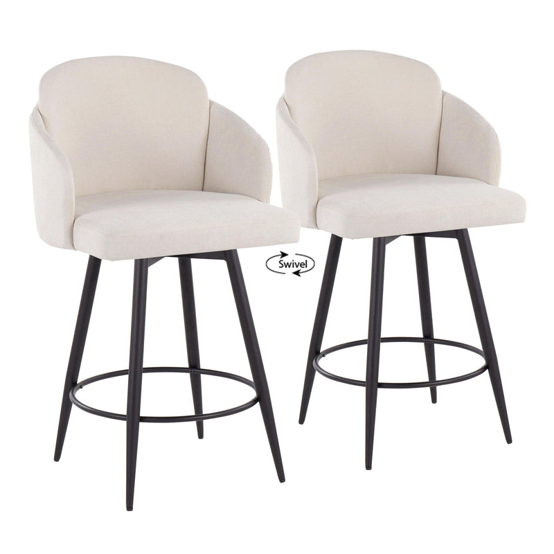 Dahlia - Contemporary Fixed Height Counter Stool With Round Footrest (Set of 2)