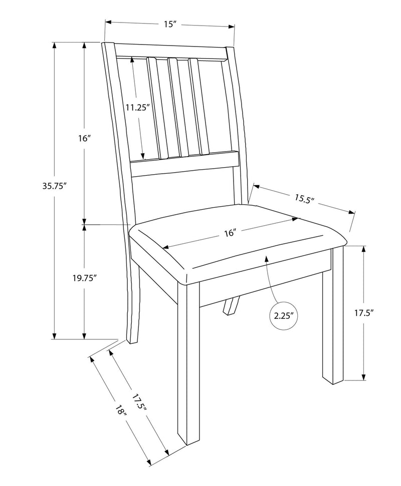 Dining Chair, Side, Upholstered For Dining Room, Transitional (Set of 2) - Brown