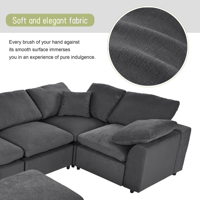 U_Style Oversized Modular Sectional Sofa with Ottoman L Shaped Corner Sectional for Living Room, Office, Spacious Space