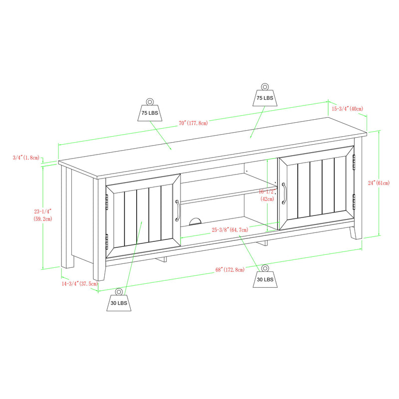 Modern Farmhouse 2 Door Grooved 70" TV Stand For 85" TVs