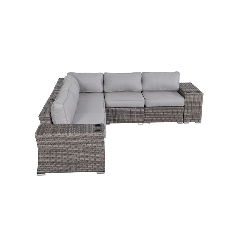 Rattan Sectional Sofa Set With Cushions