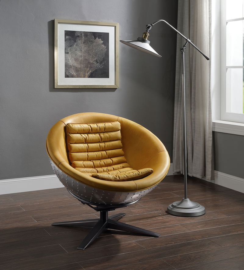 Brancaster - Accent Chair - Turmeric Top Grain Leather & Aluminum