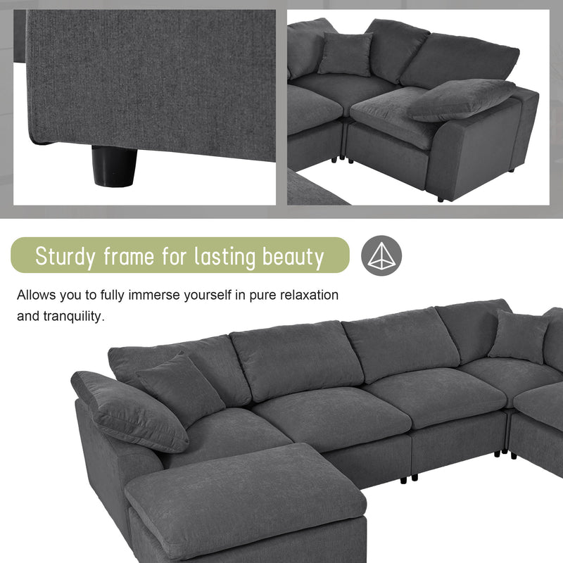 U_Style Oversized Modular Sectional Sofa with Ottoman L Shaped Corner Sectional for Living Room, Office, Spacious Space