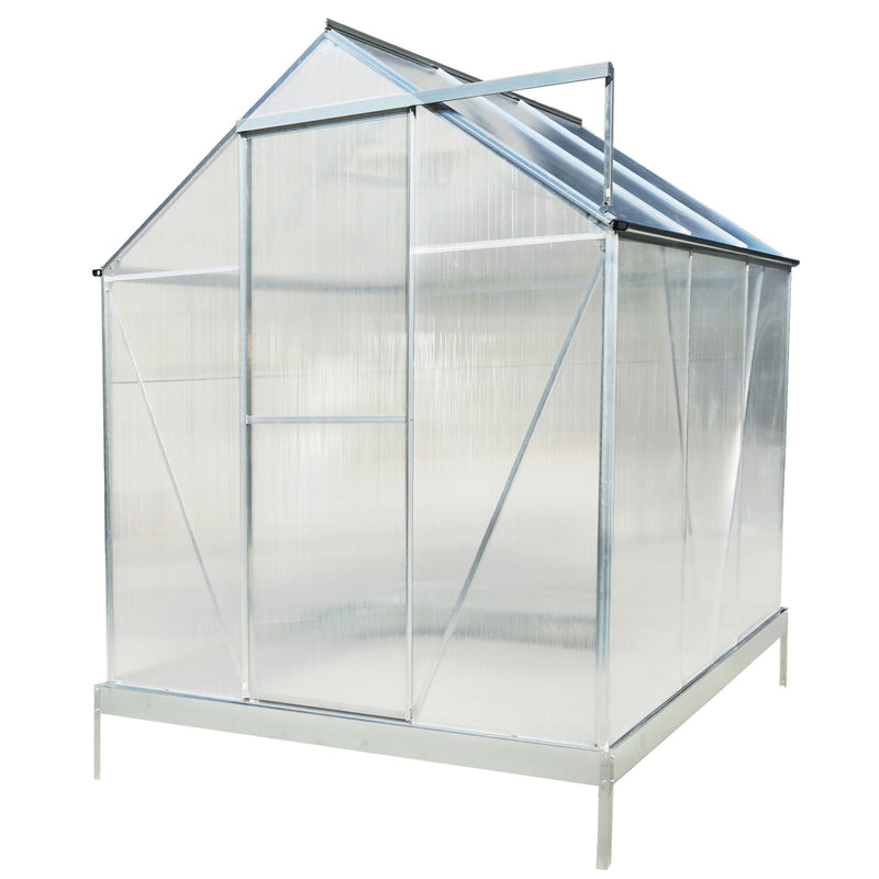 Polycarbonate Greenhouse, Heavy Duty Outdoor Aluminum Walk-In Green House Kit With Rain Gutter, Vent And Door For Backyard Garden