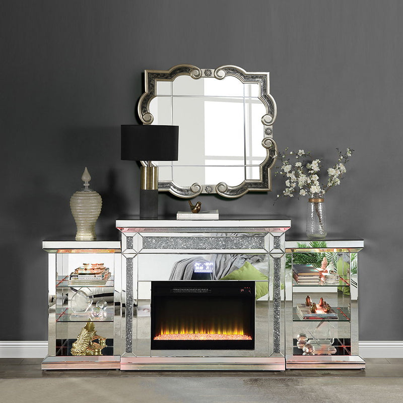 Noralie - Fireplace - Mirrored & Faux Diamonds