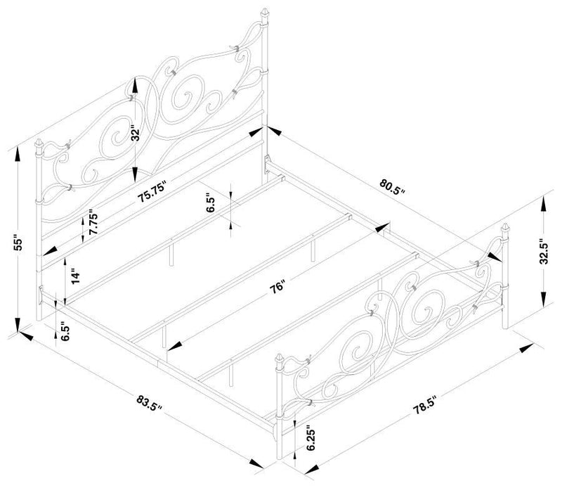 Parleys - Metal Eastern King Open Frame Bed - Dark Bronze