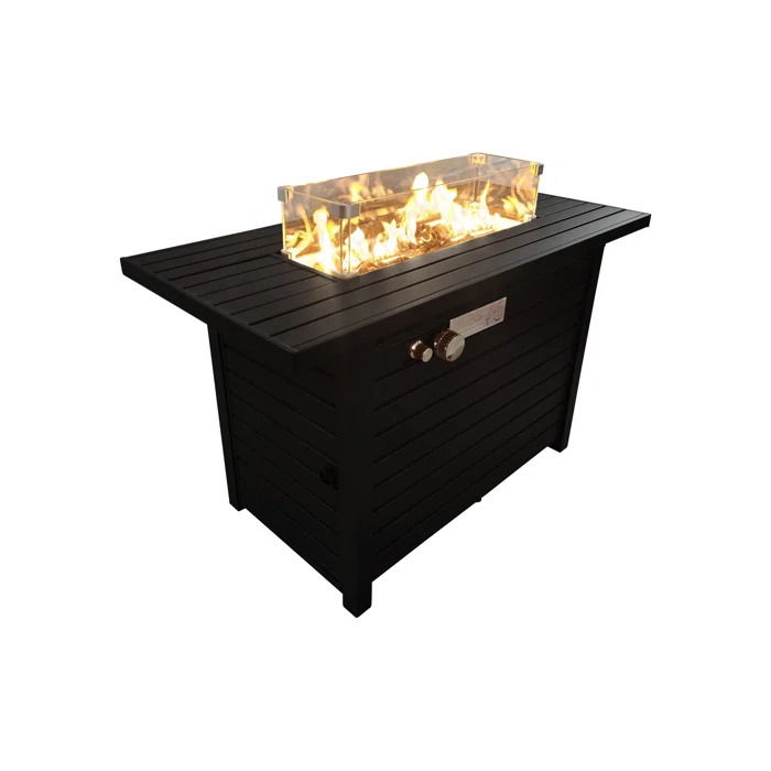 Steel Propane Fire Pit Table With Lid - Black