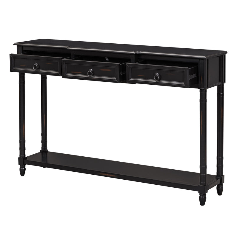 Console Table Sofa Table With Drawers For Entryway With Projecting Drawers And Long Shelf