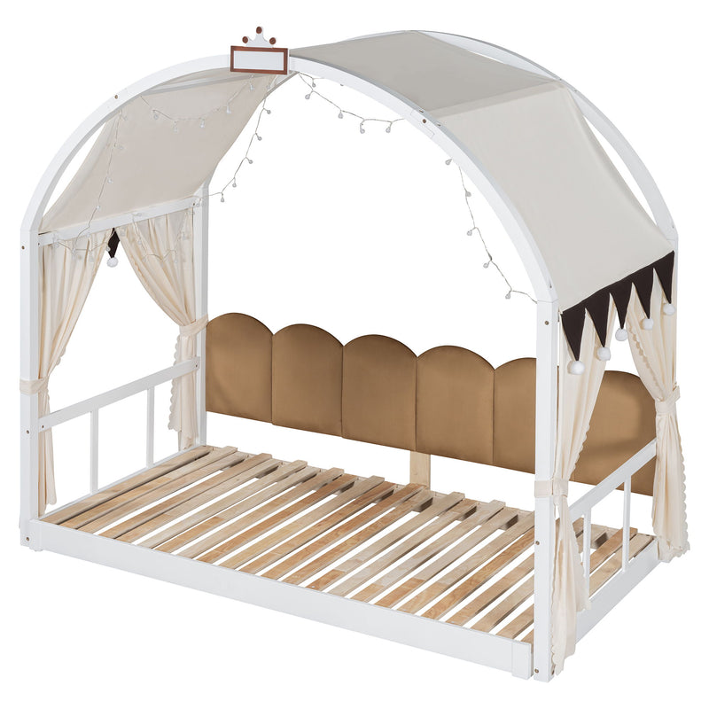 Extended Bed With Arched Roof And Trundle