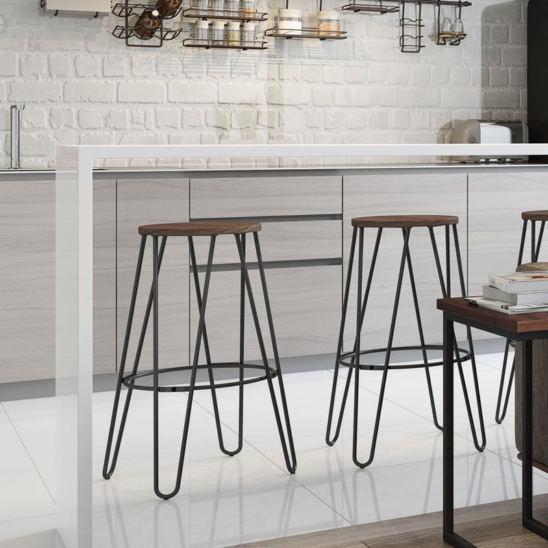 Simeon - Multifunctional Metal Stool With Wood Seat