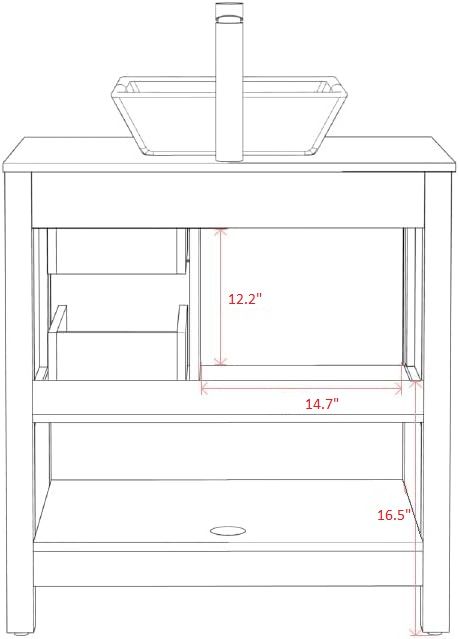 30" Gray Bathroom Vanity And Sink Combo Marble Pattern Top With Mirror Faucet & Drain - Gray