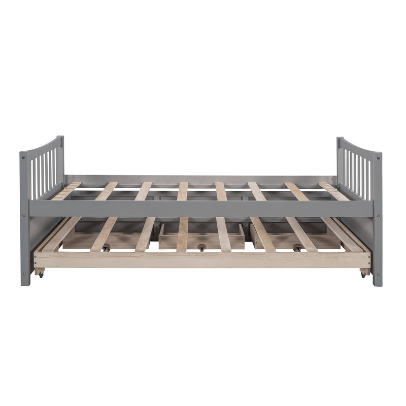 Daybed with Trundle and Drawers, Twin Size, Gray(OLD SKU: LP0000141EAA)