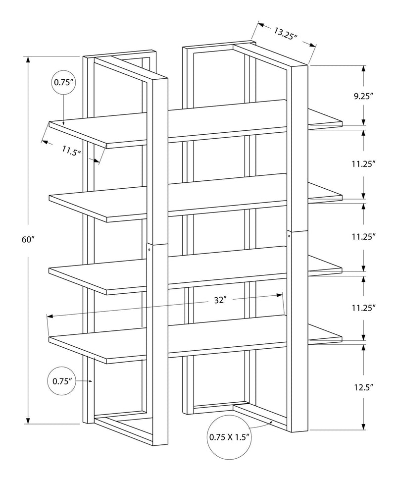 Bookshelf, Bookcase, Etagere, 4 Tier, Office, Contemporary & Modern