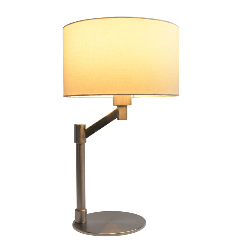 Horizon - Table Lamp With On / Off Switch Curved Base Linen Shade - Brushed Nickel / Silver / White