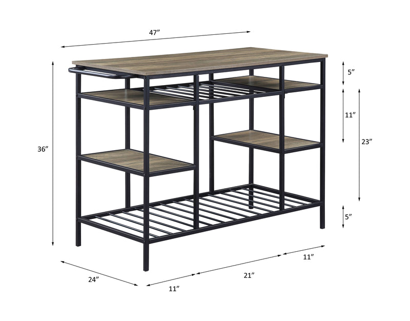 Lona - Kitchen Island - Rustic Oak / Black