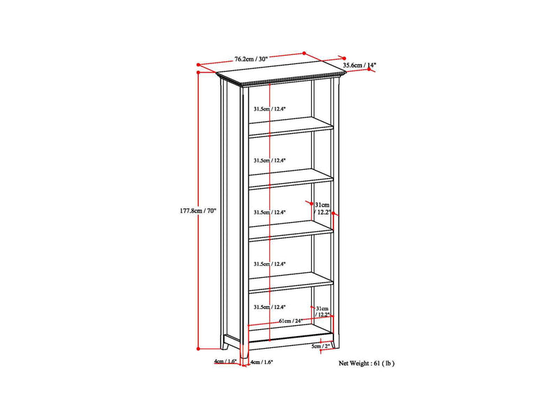 Amherst - 5 Shelf Bookcase - Light Golden Brown