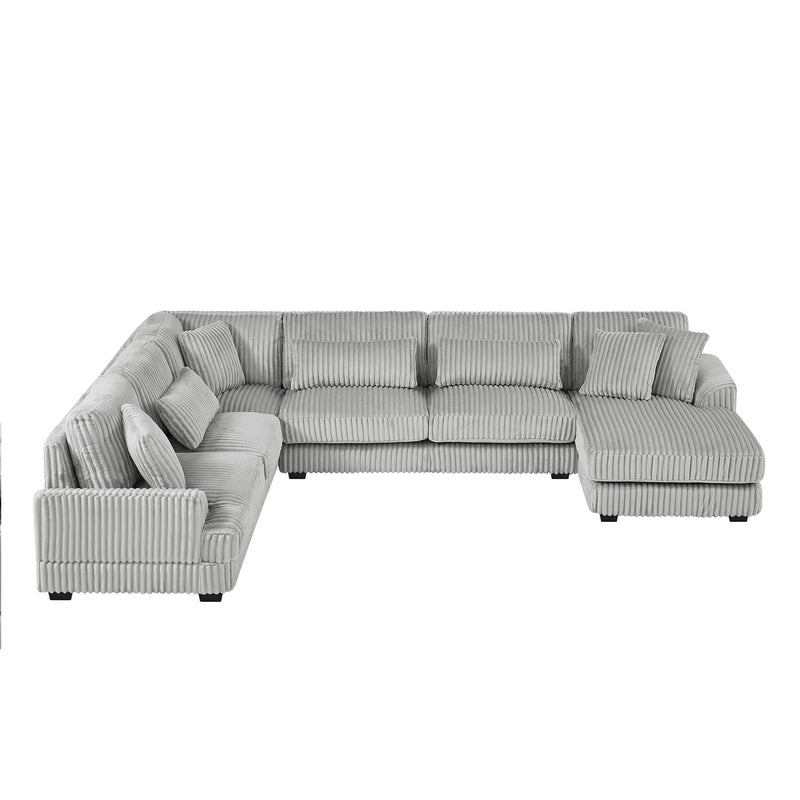 Oversized Sectional Sofa U - Shaped Sofa Couch Modern Sofa Upholstered In Soft Corduroy With A Chaise Lounge For Living Room