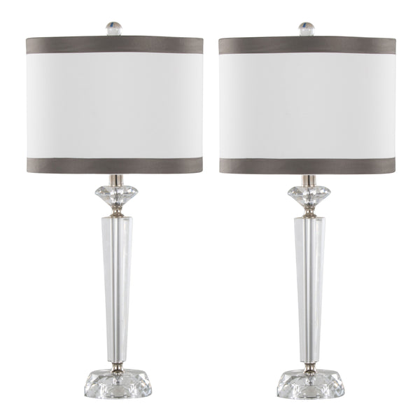 Diamond - Torch Crystal Contemporary Table Lamp (Set of 2) - Clear / Off White / Dark Gray / Polished Nickel