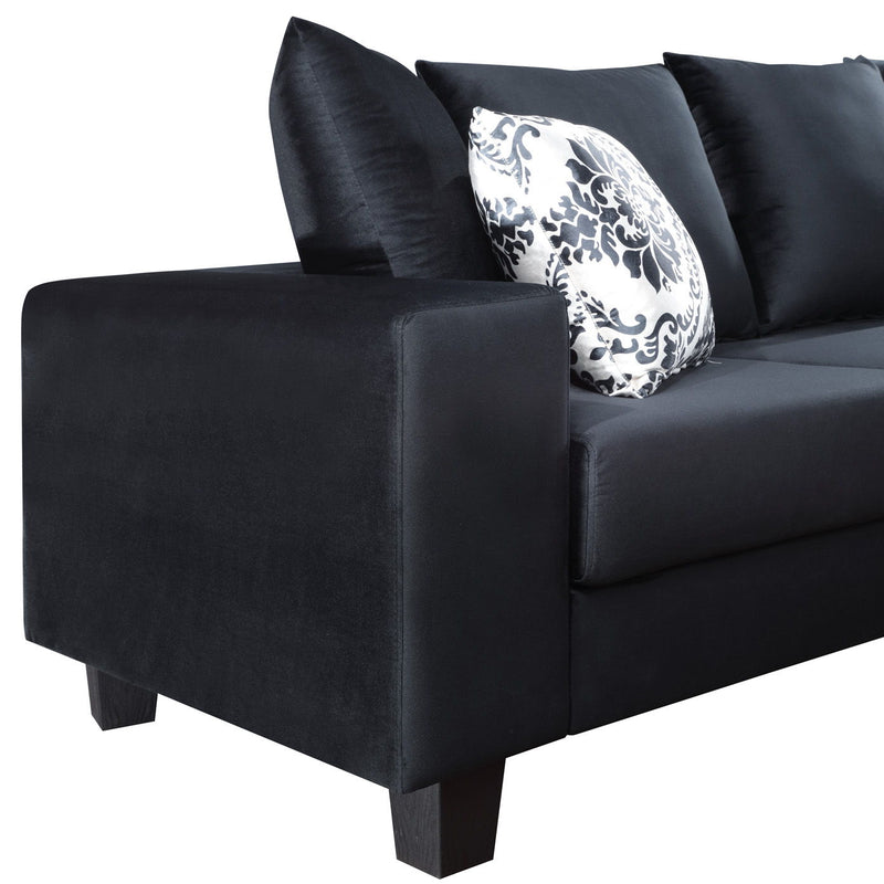 Modern U Shape Sectional Sofa, Velvet Corner Couch With Lots Of Pillows Included, Elegant And Functional Indoor Furniture - Black