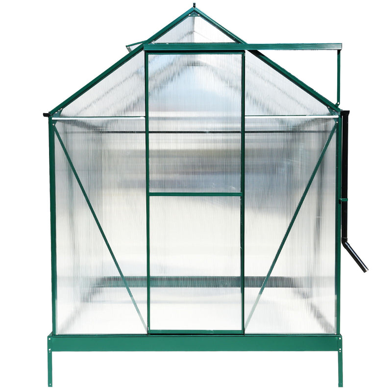 Polycarbonate Greenhouse, Heavy Duty Outdoor Aluminum Walk-In Green House Kit With Rain Gutter, Vent And Door For Backyard Garden