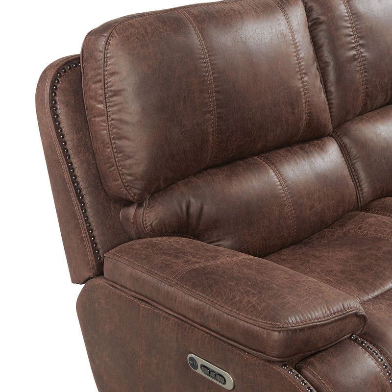 Atlantis - Power Motion Sofa with Power Motion Head Recliner - Heritage Brown