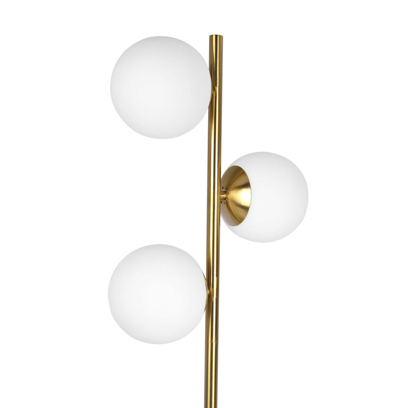 Brilliance - Modern Floor Lamp, Opal Shades And Round Base - Clear / Gold