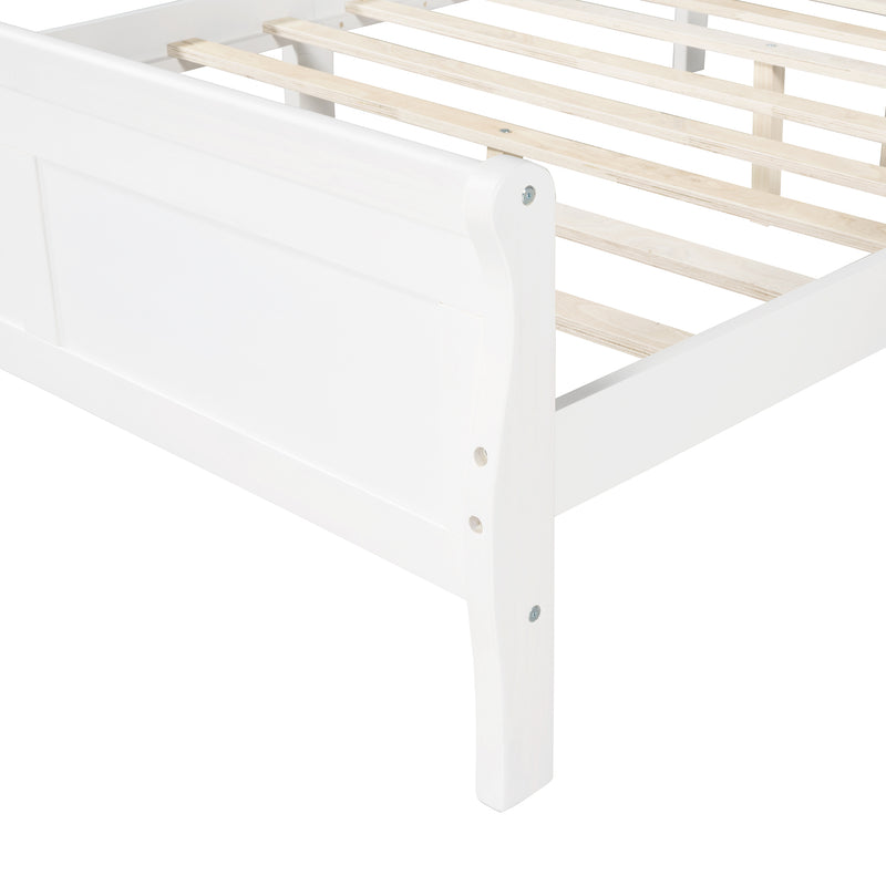 Queen Size Wood Platform Bed with Headboard and Wooden Slat Support (White)