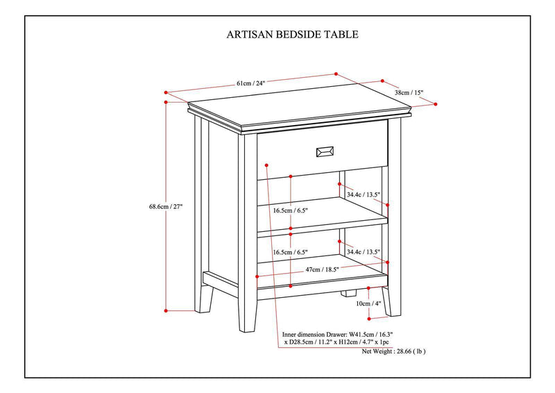 Artisan - Bedside Table - Warm Walnut Brown