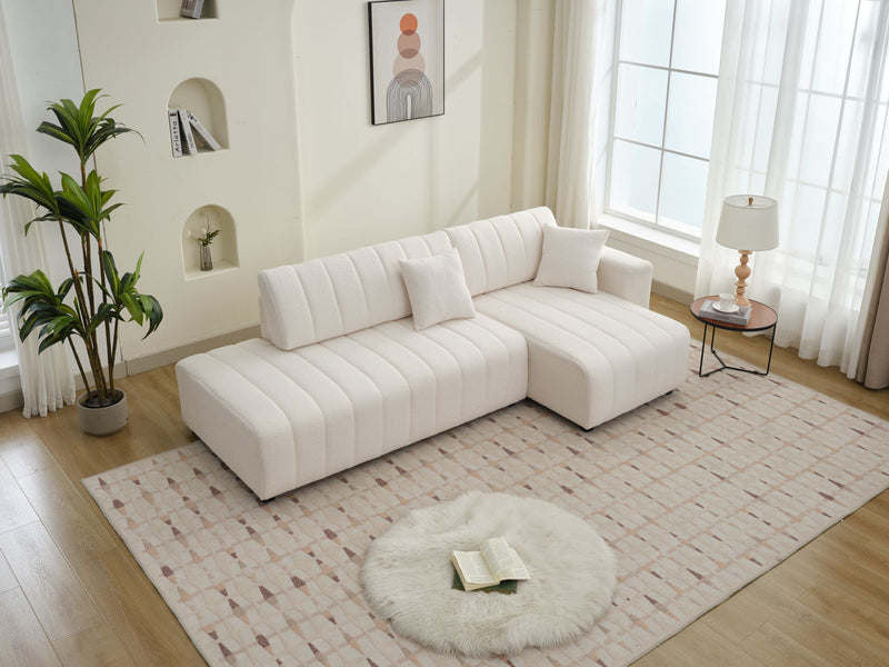 Jessica - Lamb Wool Sectional Sofa With Chaise, Versatile Configuration