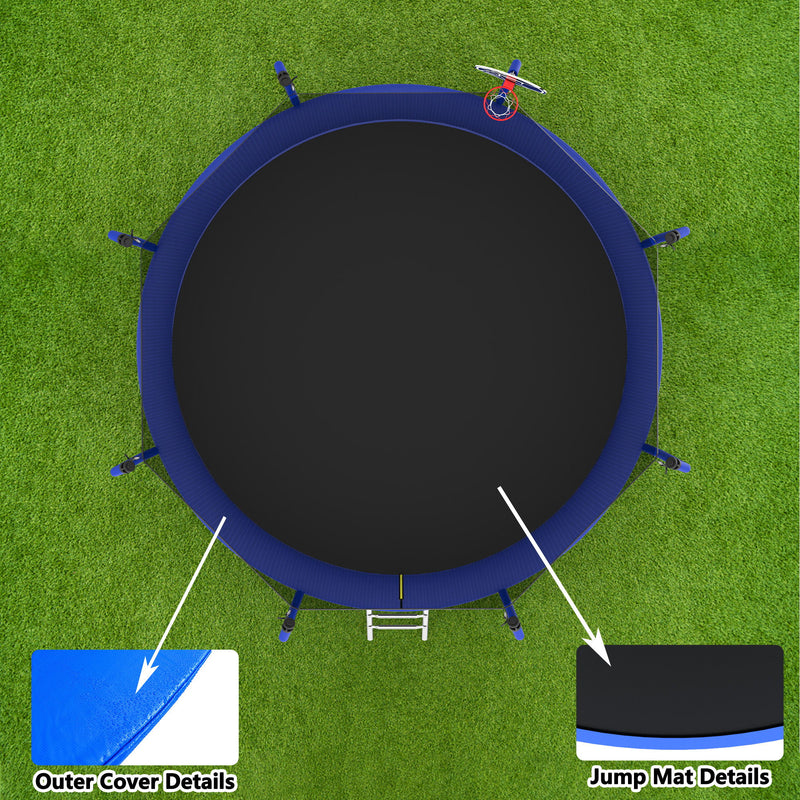 Trampoline With Basketball Hoop, Astm Approved Reinforced Type Outdoor Trampoline With Enclosure Net