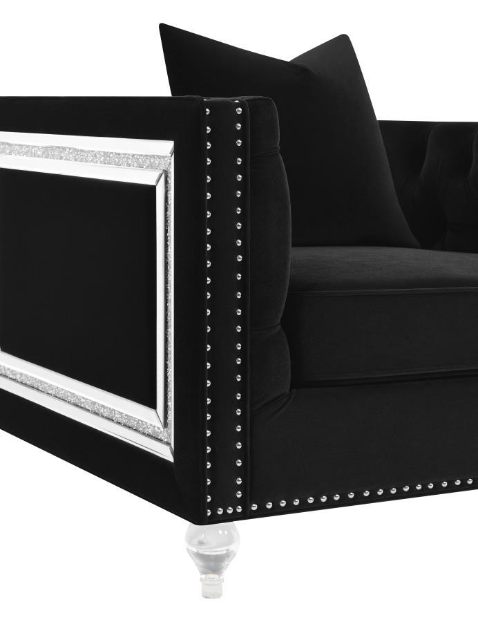 Delilah - Upholstered Tufted Tuxedo Arm Accent Chair - Black