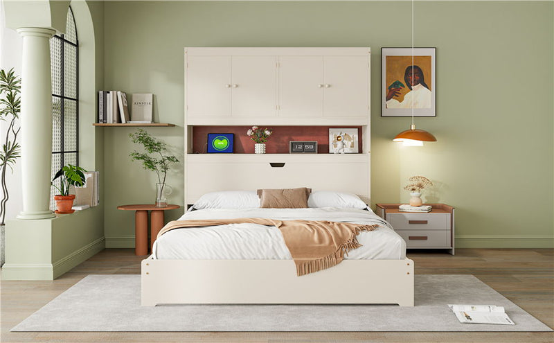 Platform Bed With USB, Storage Headboard & Drawers