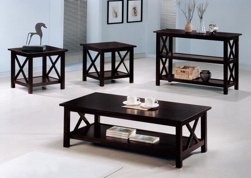 Rachelle - 3 Piece Rectangular Coffee Table Set - Deep Merlot - Atlantic Fine Furniture Inc